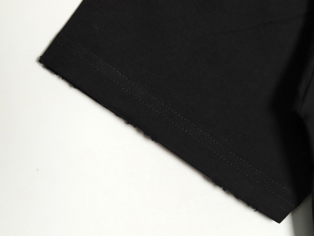 Ba*len*cia*ga double b embroidery and 3d inkjet logo ripped short-sleeved t-shirt tsk1