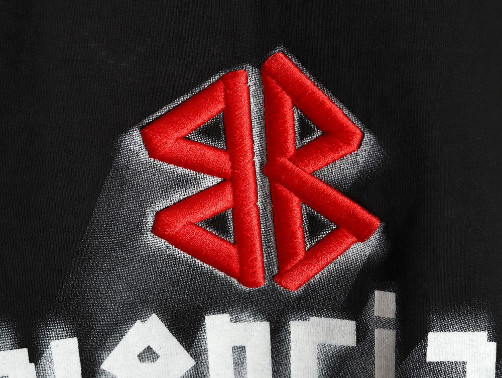 Ba*len*cia*ga double b embroidery and 3d inkjet logo ripped short-sleeved t-shirt tsk1