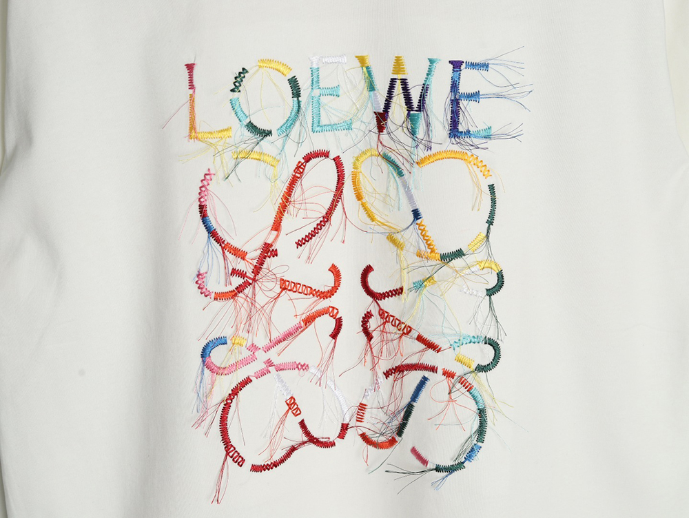 L0ew* colorful tassel embroidered short sleeve t-shirt
