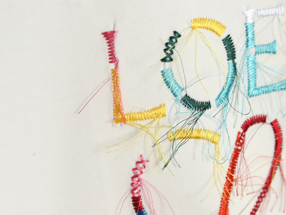 L0ew* colorful tassel embroidered short sleeve t-shirt