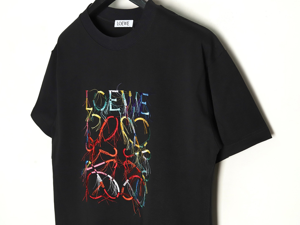 L0ew* colorful tassel embroidered short sleeve t-shirt tsk1