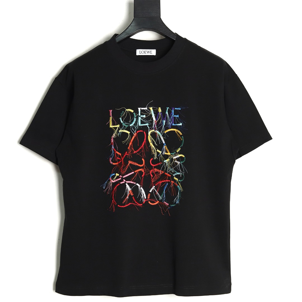 L0ew* colorful tassel embroidered short sleeve t-shirt tsk1