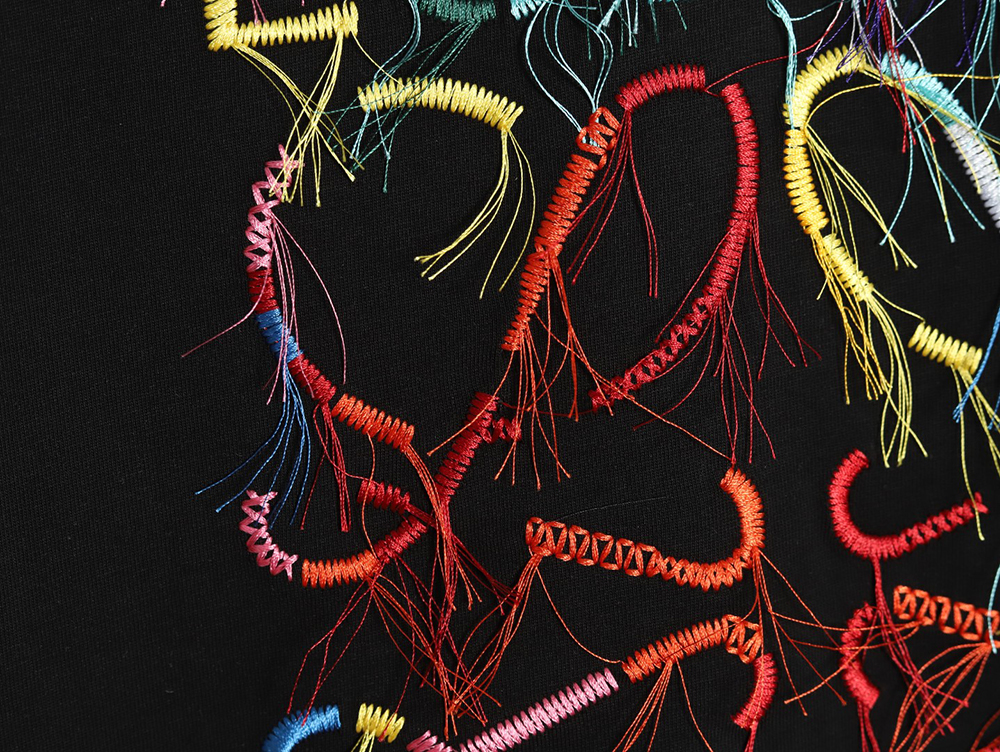 L0ew* colorful tassel embroidered short sleeve t-shirt tsk1