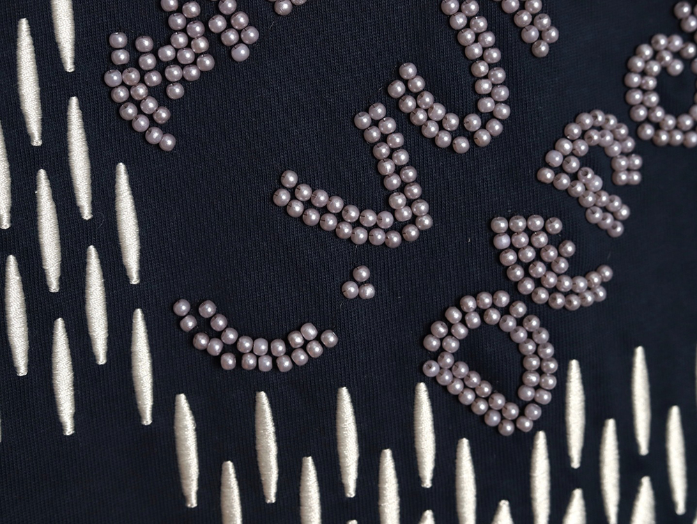 l0*is V*t0n tricolor beaded embroidered short-sleeved t-shirt tsk1