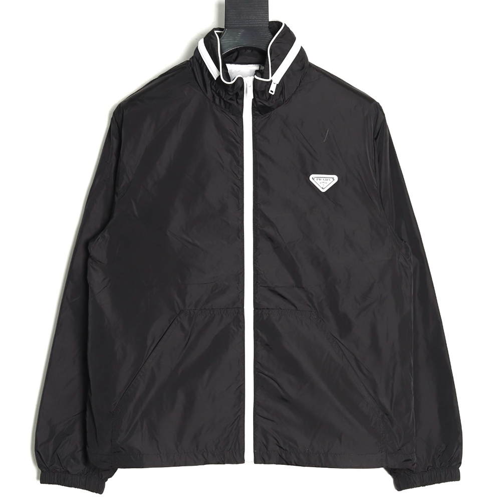 Pra*a white zipper camping hooded jacket