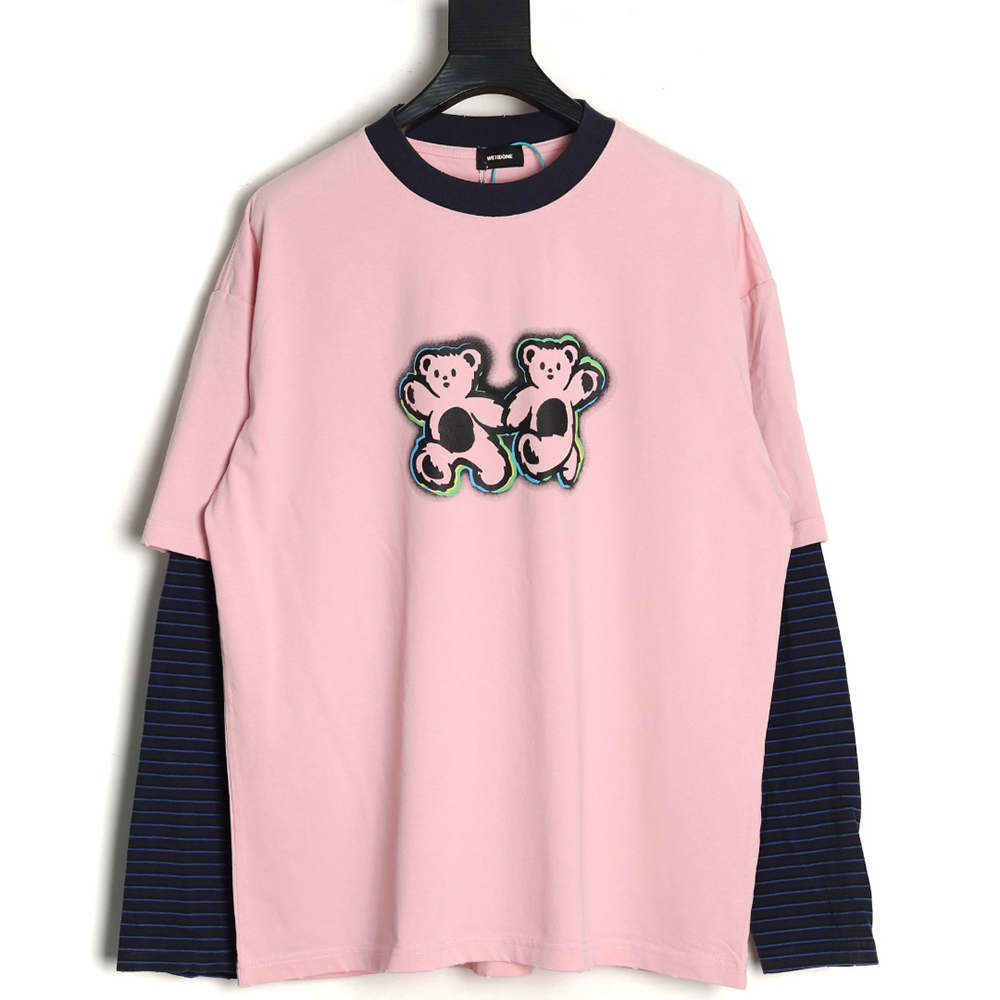 We11Done Double-sided bear striped stitching washed nostalgic T-shirt
