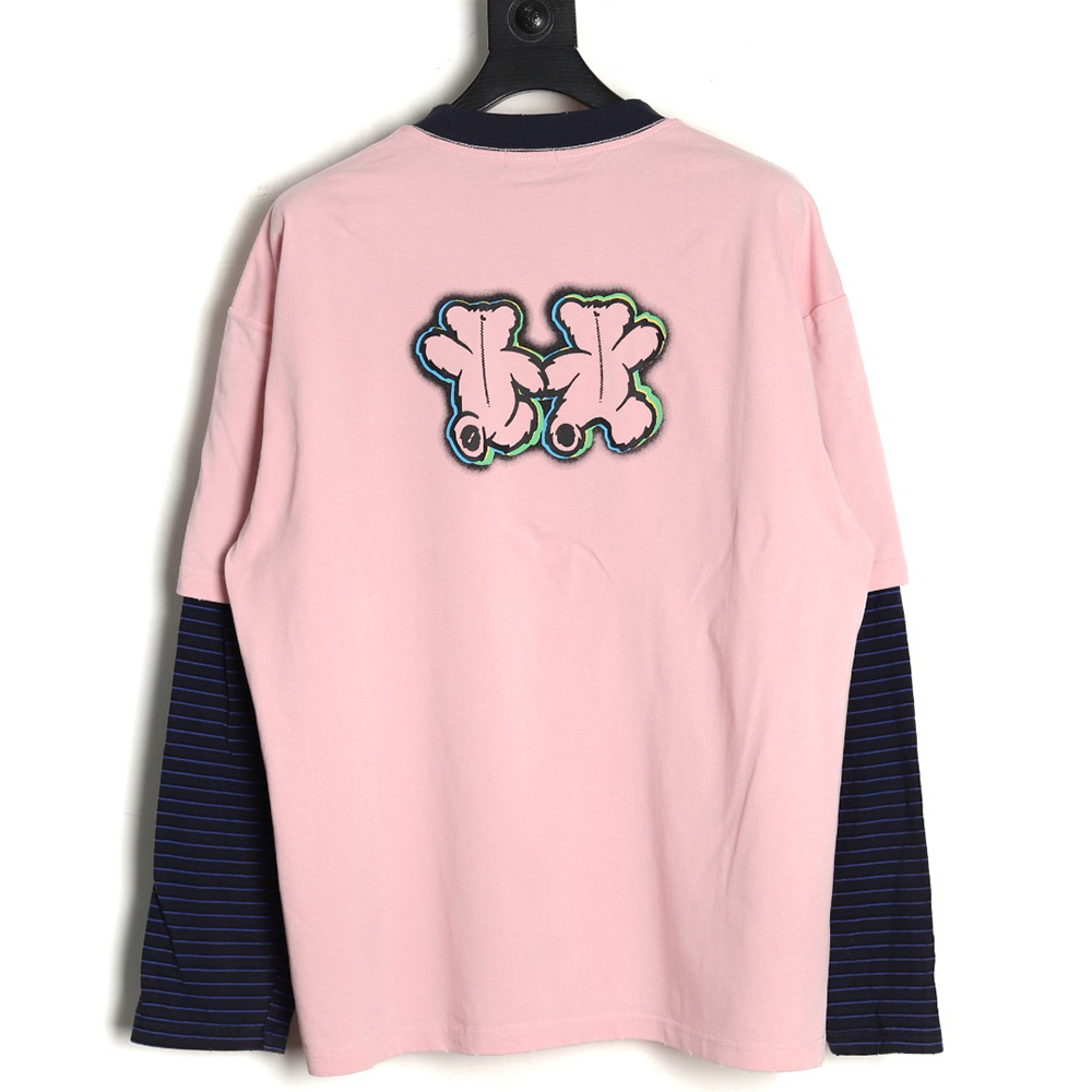 We11Done Double-sided bear striped stitching washed nostalgic T-shirt