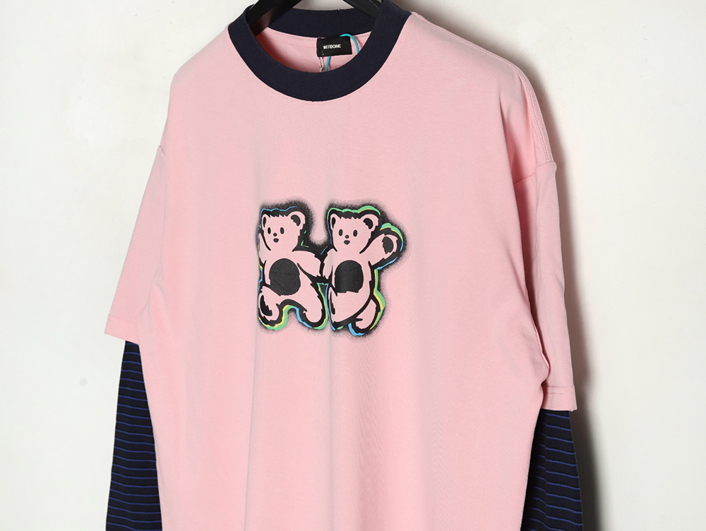 We11Done Double-sided bear striped stitching washed nostalgic T-shirt