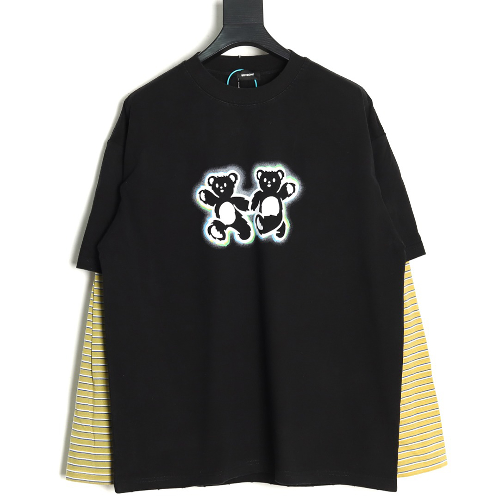 We11Done Double-sided bear striped stitching washed nostalgic T-shirt TSK1