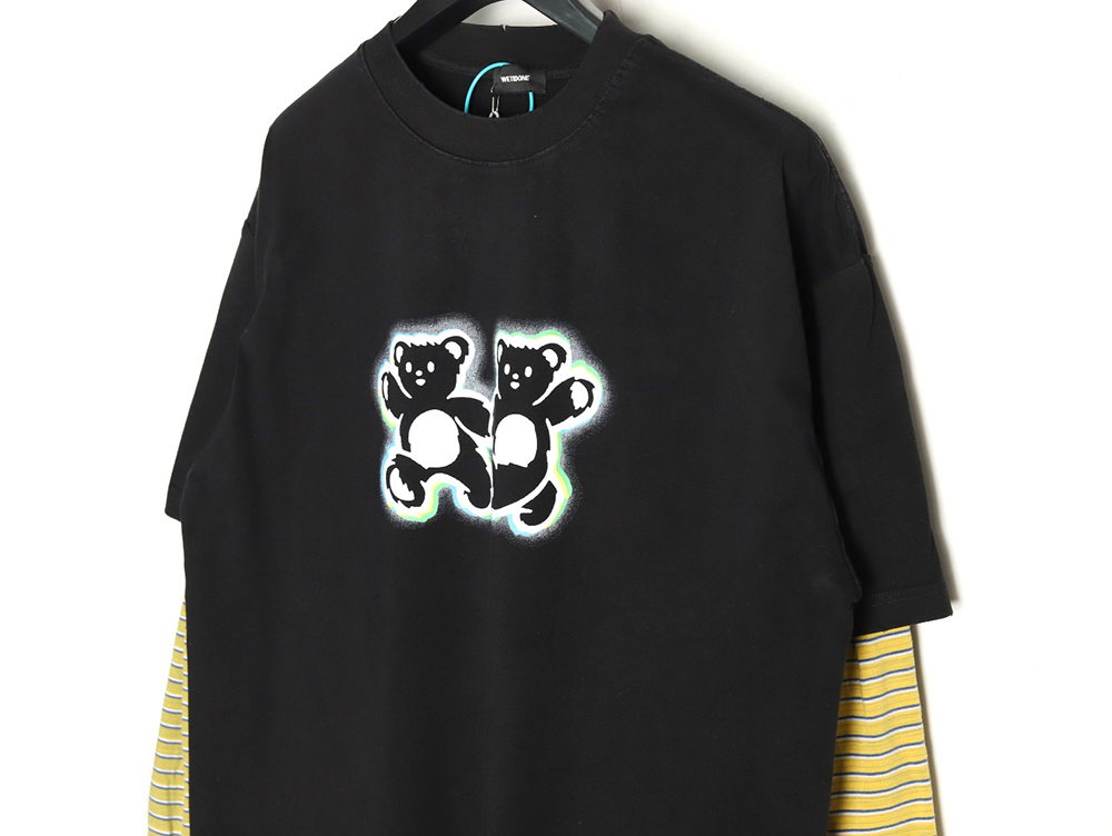 We11Done Double-sided bear striped stitching washed nostalgic T-shirt TSK1