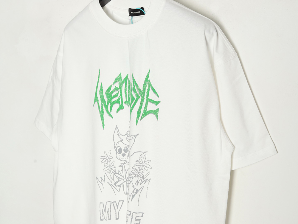 We11Done Gothic font print monster sketch short-sleeved T-shirt