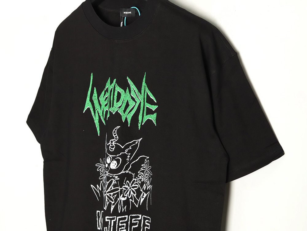 We11Done Gothic font print monster sketch short-sleeved T-shirt TSK1