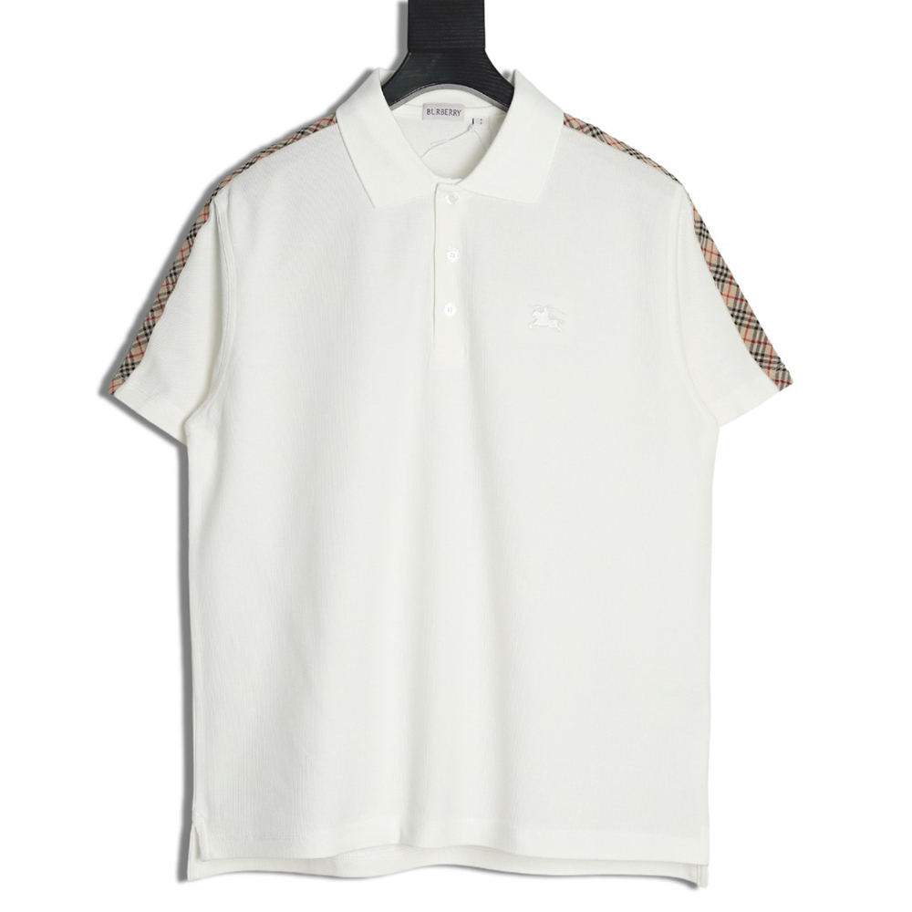 B**rry warhorse embroidery check shoulder short sleeve polo shirt