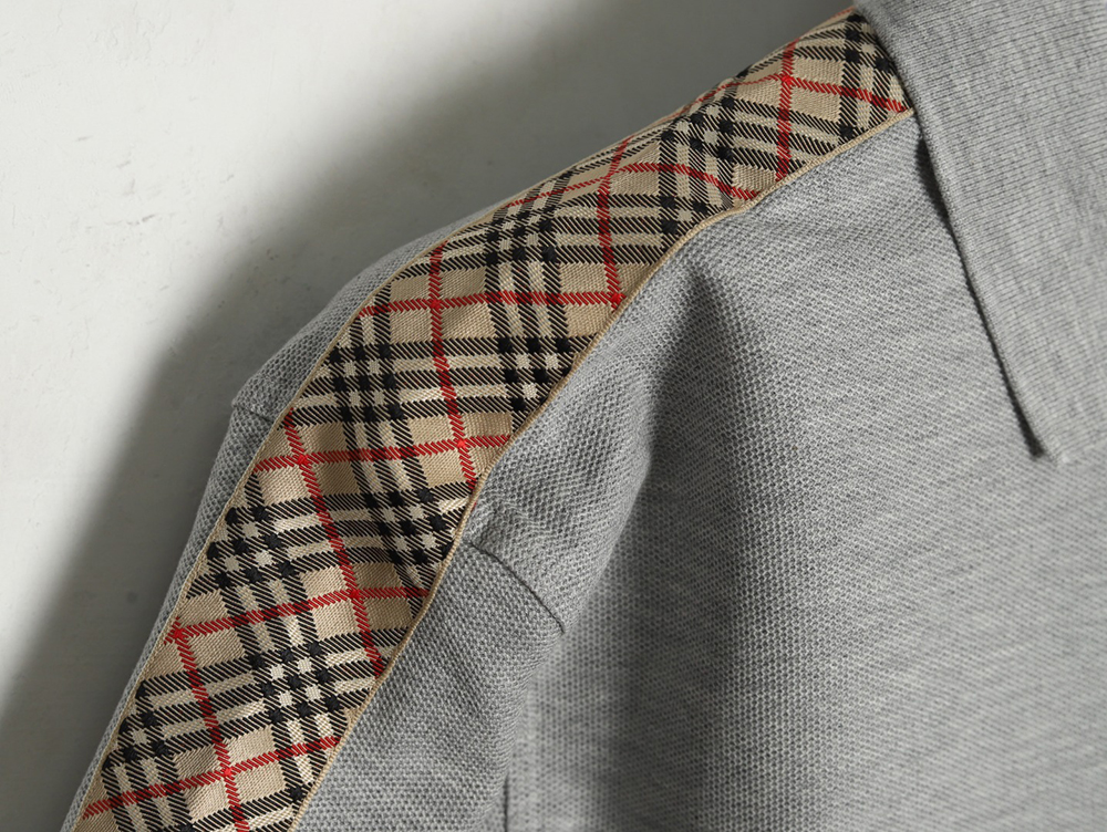 B**rry warhorse embroidery check shoulder short sleeve polo shirt tsk1