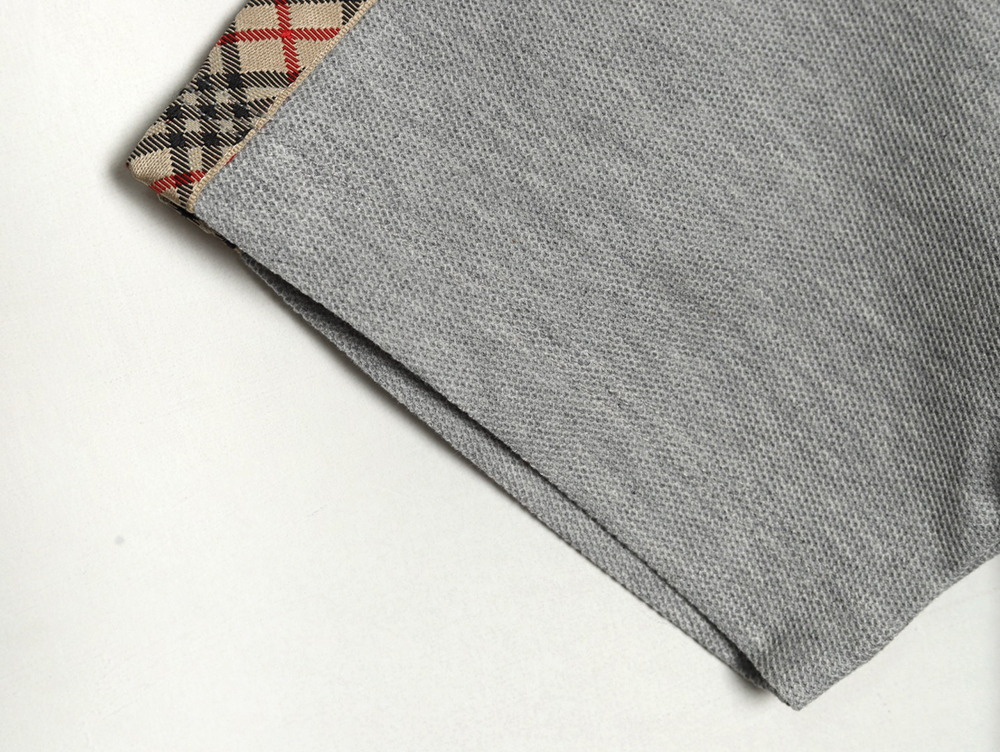 B**rry warhorse embroidery check shoulder short sleeve polo shirt tsk1