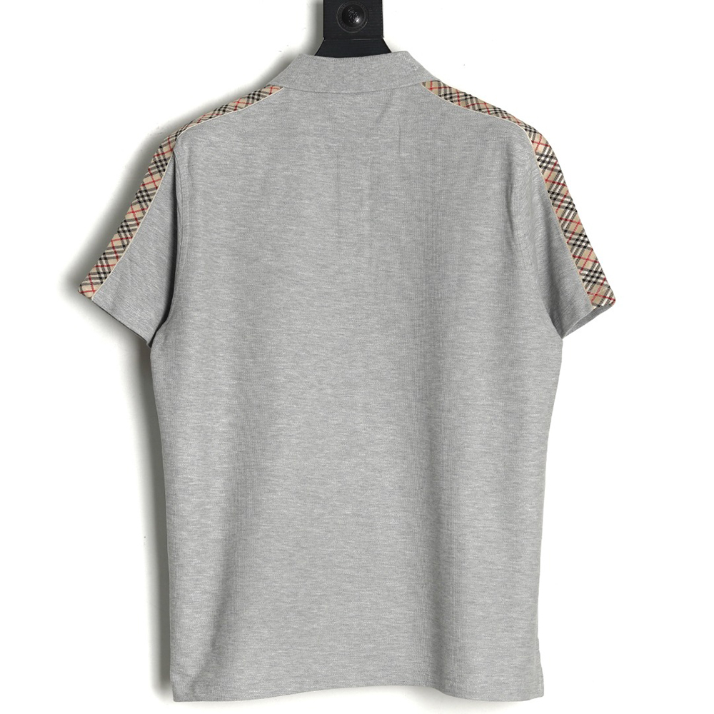 B**rry warhorse embroidery check shoulder short sleeve polo shirt tsk1