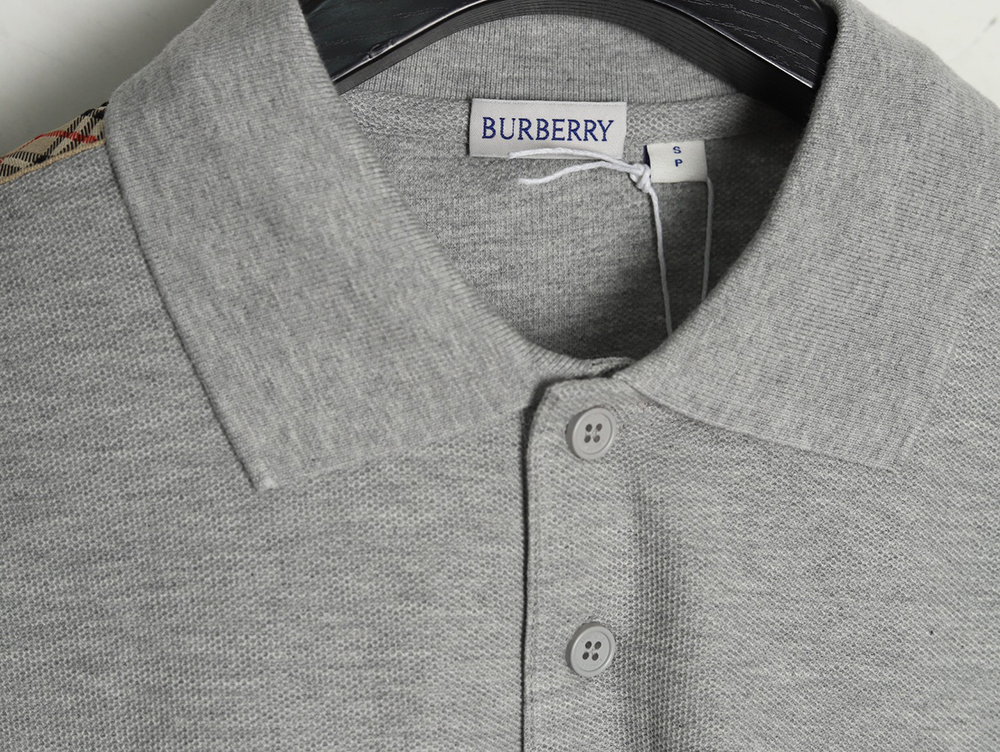 B**rry warhorse embroidery check shoulder short sleeve polo shirt tsk1