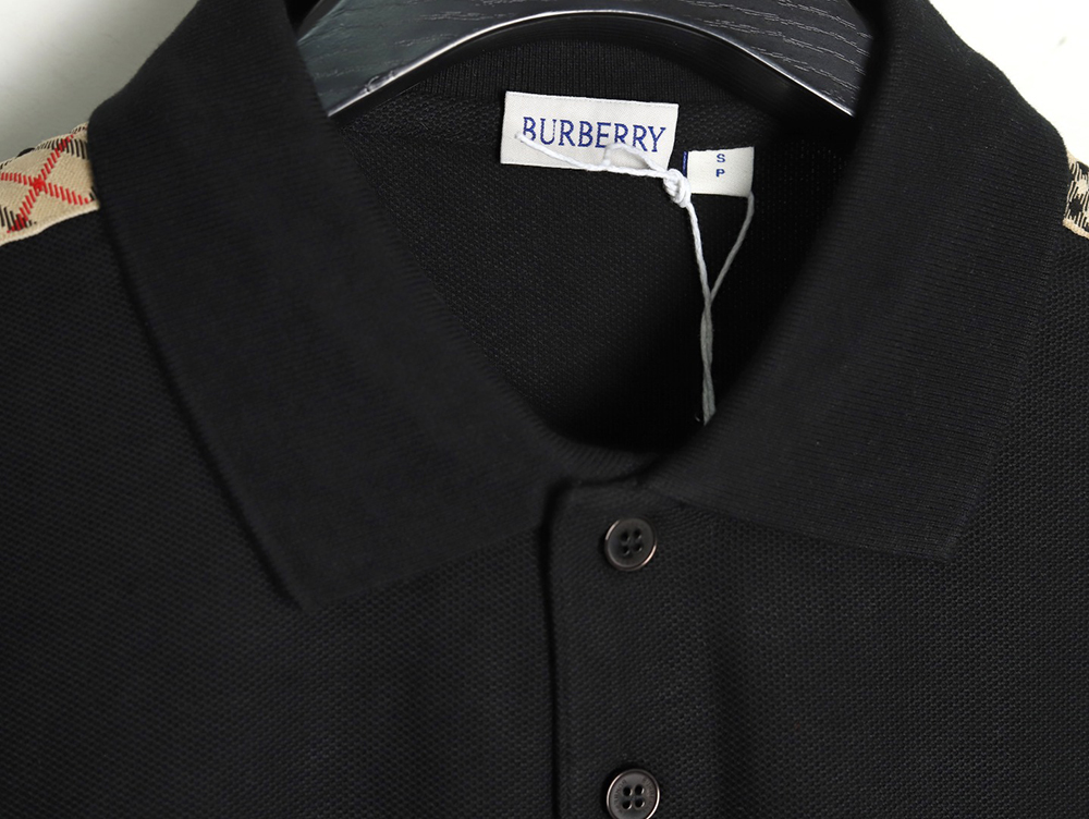 B**rry warhorse embroidery check shoulder short sleeve polo shirt tsk2