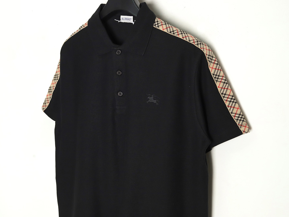 B**rry warhorse embroidery check shoulder short sleeve polo shirt tsk2