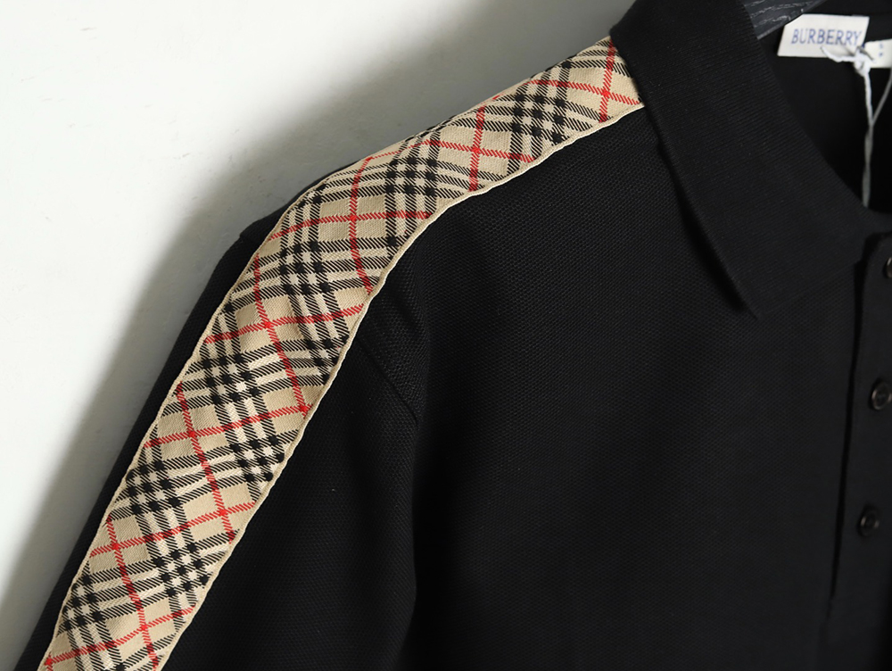 B**rry warhorse embroidery check shoulder short sleeve polo shirt tsk2