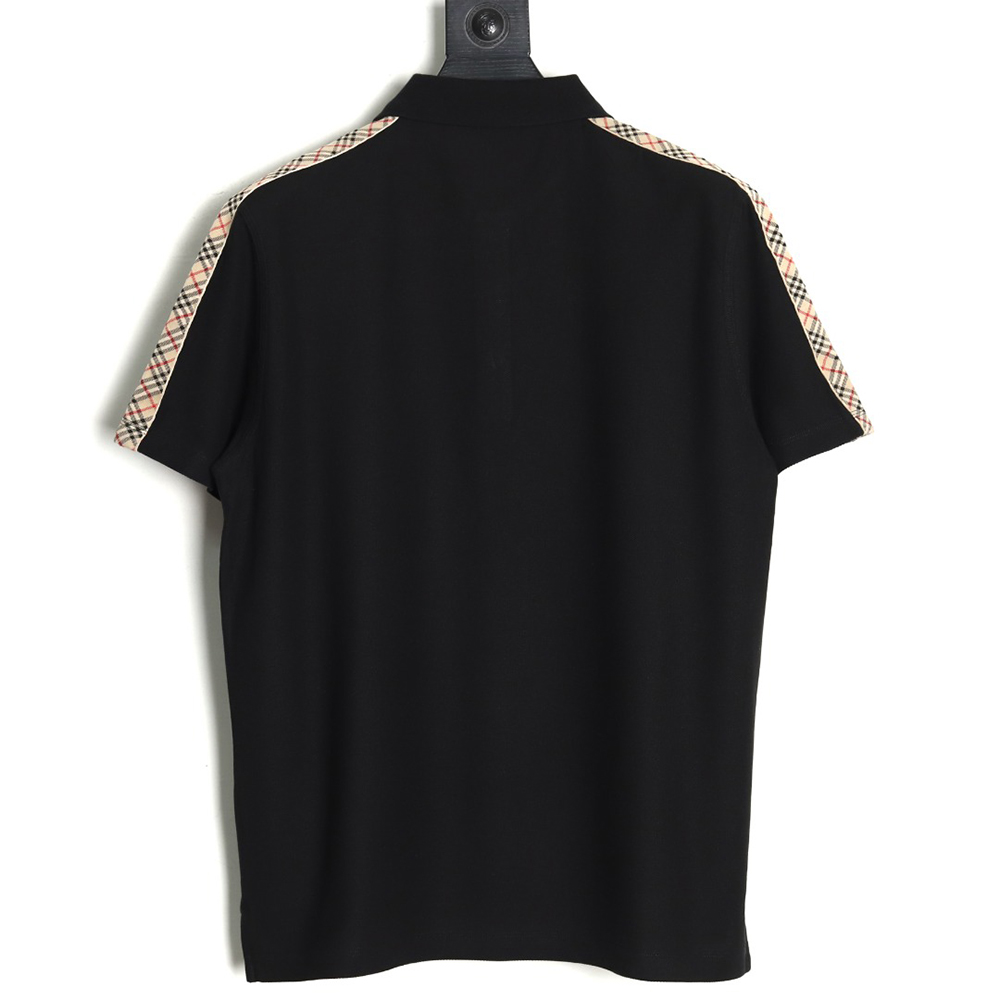 B**rry warhorse embroidery check shoulder short sleeve polo shirt tsk2