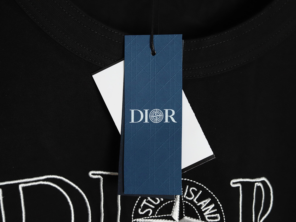 D*or & stone island embroidered letter compass short sleeve t-shirt tsk1