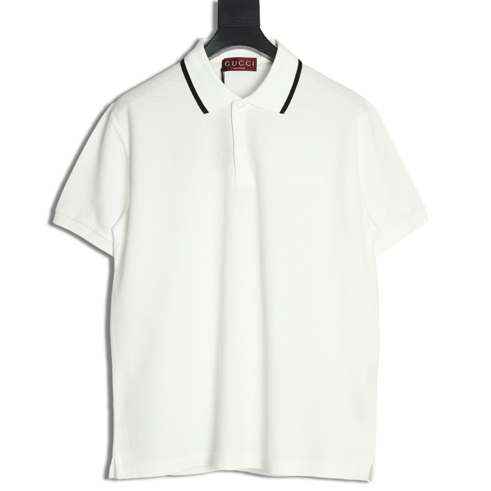 G*u*i contrasting collar lettering laser embroidery short sleeve polo shirt