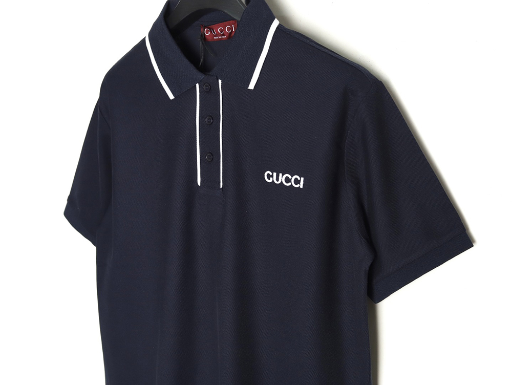 G*u*i contrasting collar lettering laser embroidery short sleeve polo shirt tsk1