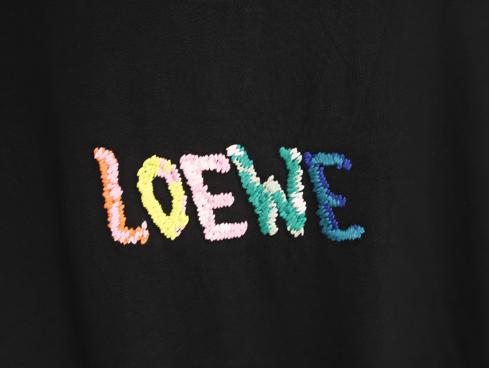L0ew* rainbow embroidered round neck short sleeve t-shirt