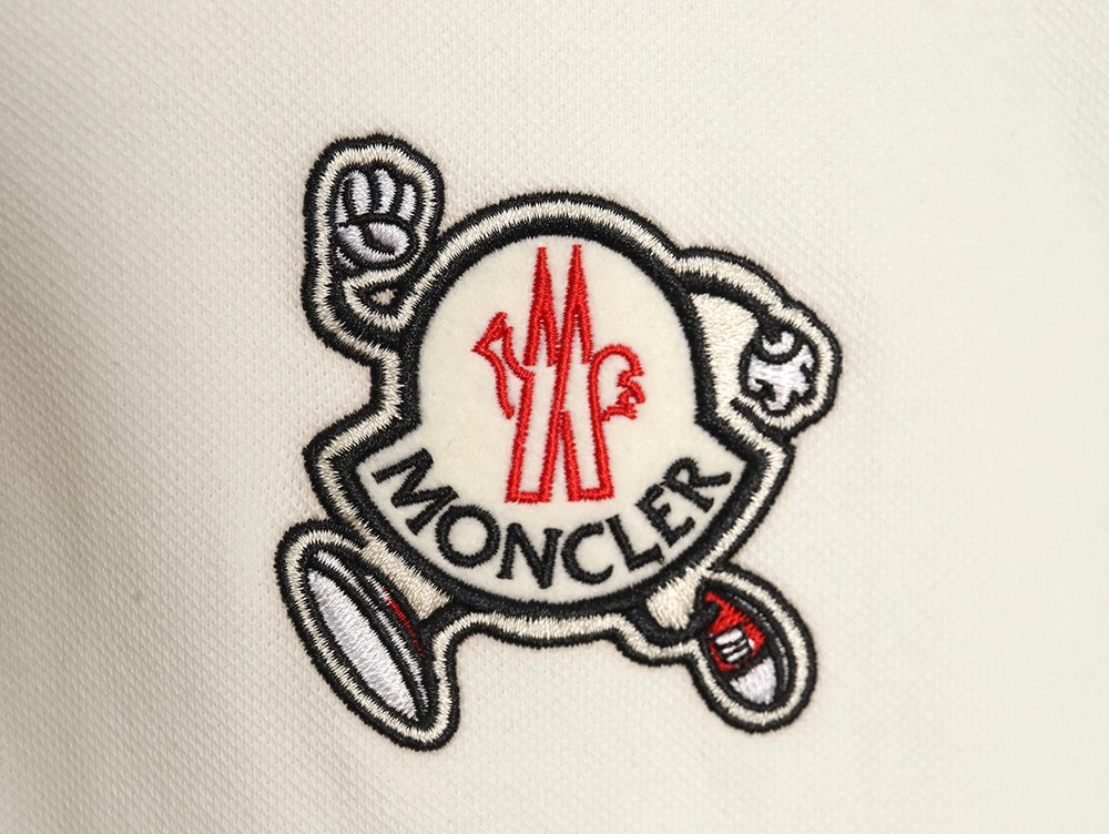 Moncler Running Man Embroidered Badge Short Sleeve Polo Shirt