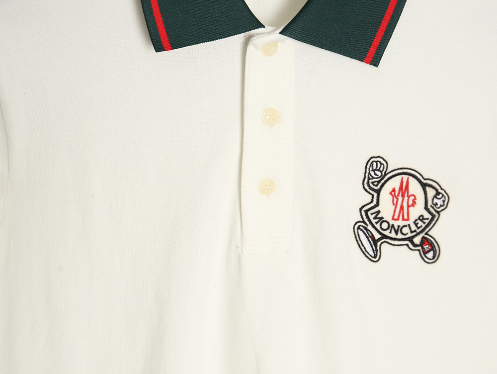 Moncler Running Man Embroidered Badge Short Sleeve Polo Shirt