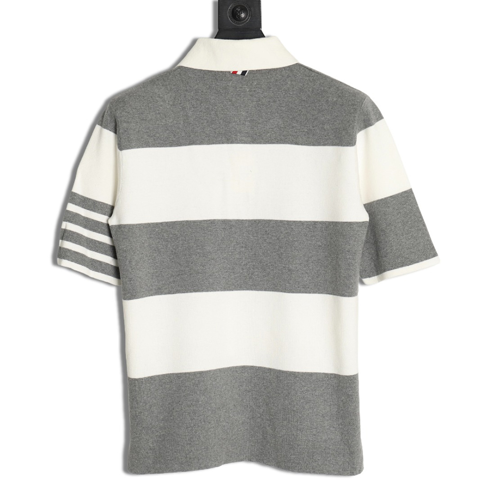 Thom Browne Striped Knit Polo Short Sleeve T-Shirt
