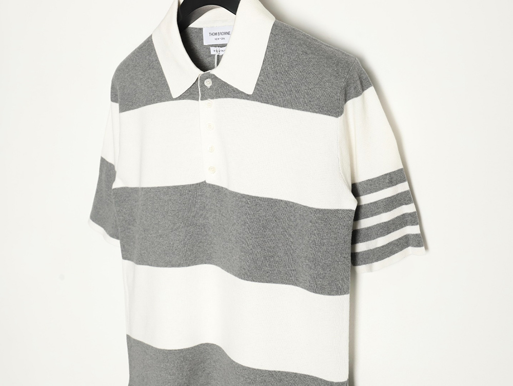 Thom Browne Striped Knit Polo Short Sleeve T-Shirt