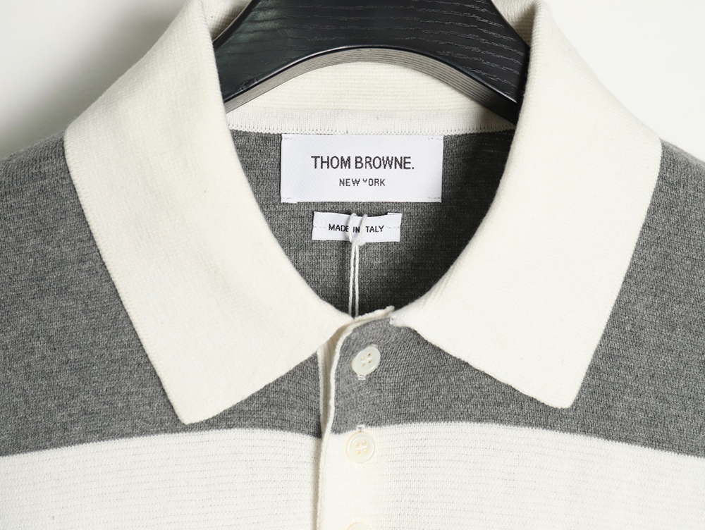 Thom Browne Striped Knit Polo Short Sleeve T-Shirt