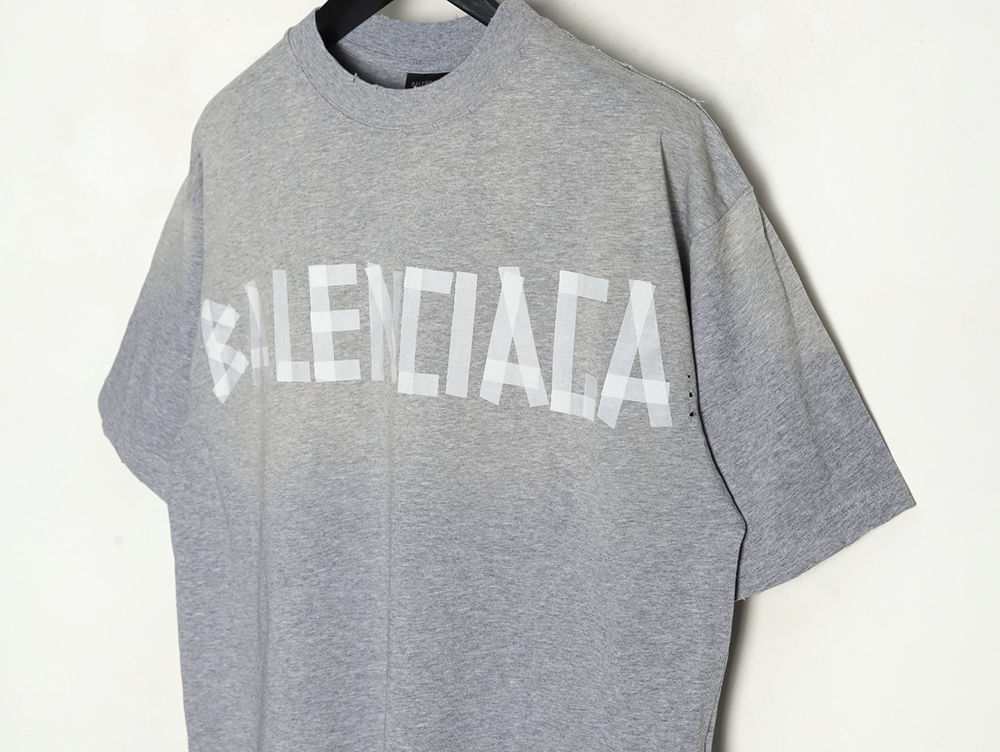 Ba*len*cia*ga grey masking tape short sleeve t-shirt