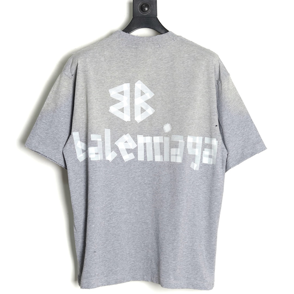 Ba*len*cia*ga grey masking tape short sleeve t-shirt