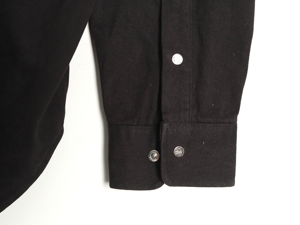 F**di leather label patch long sleeve shirt