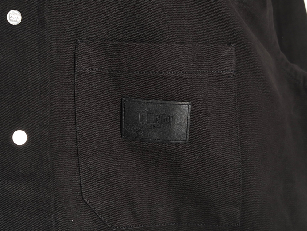 F**di leather label patch long sleeve shirt