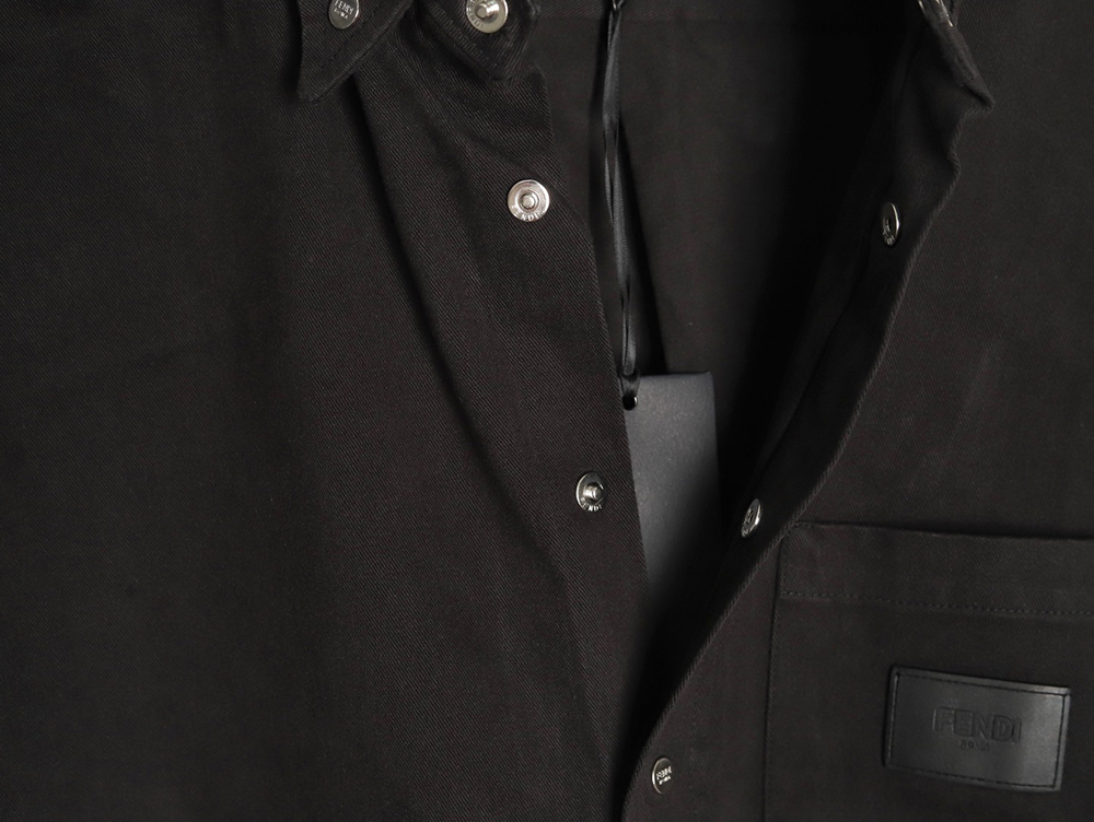 F**di leather label patch long sleeve shirt