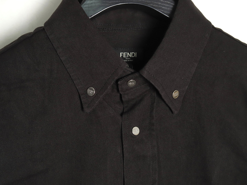 F**di leather label patch long sleeve shirt