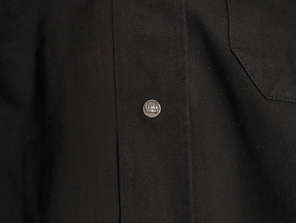 F**di leather label patch long sleeve shirt