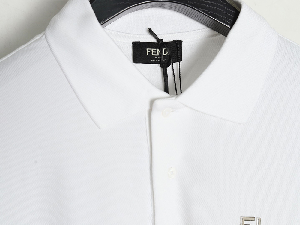 F**di hardware metal label double f logo short-sleeved polo shirt