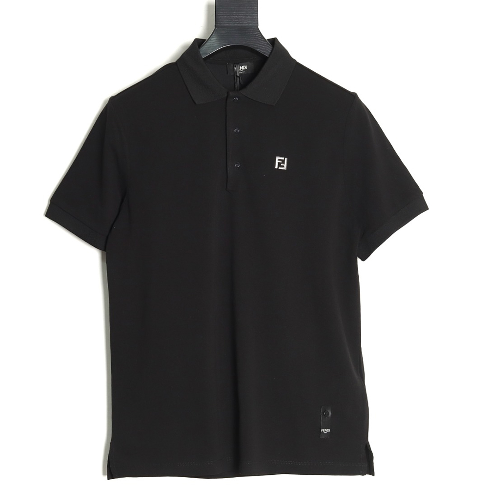 F**di hardware metal label double f logo short-sleeved polo shirt tsk1