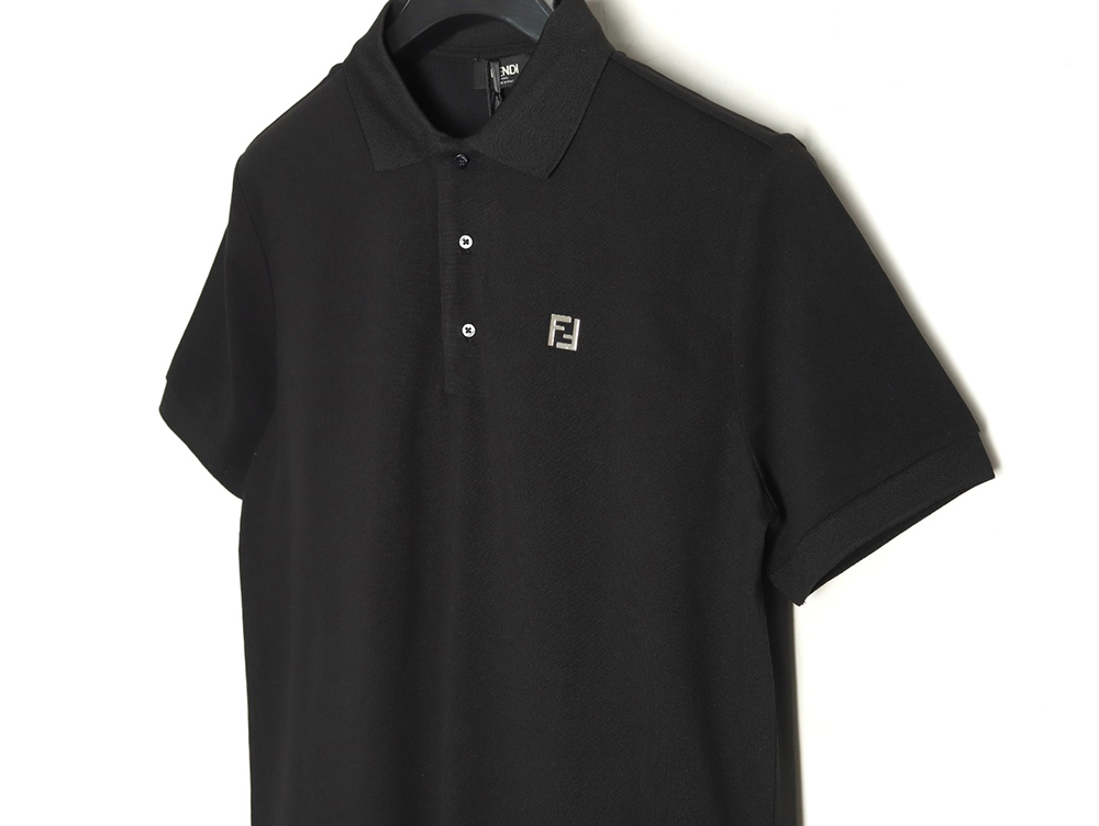 F**di hardware metal label double f logo short-sleeved polo shirt tsk1