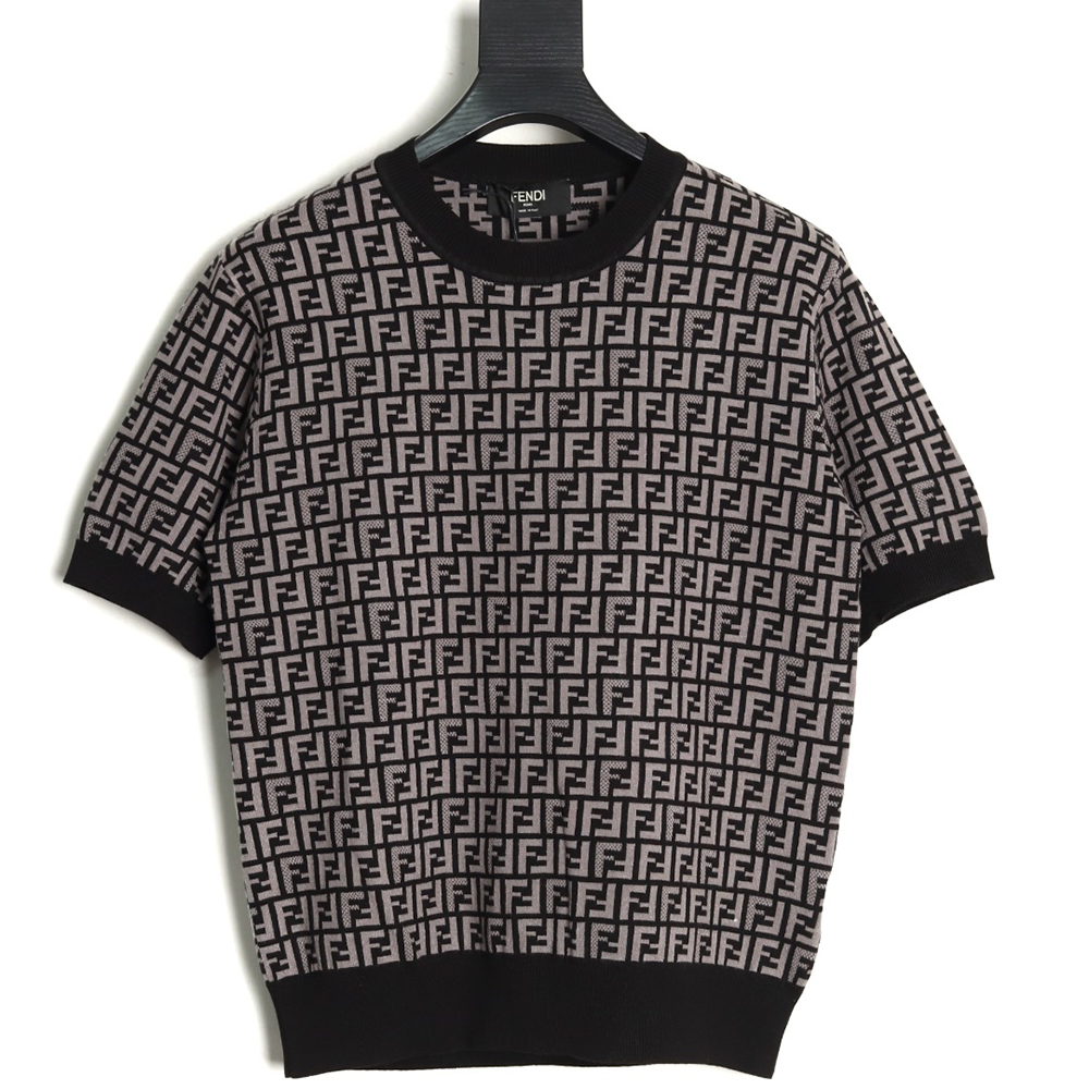F**di all over ff jacquard knitted short sleeve t-shirt tsk1