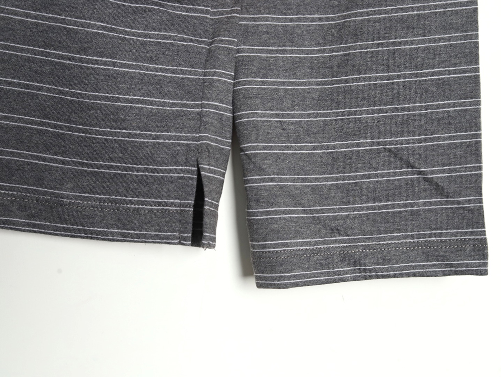 Miu Miu Grey Stripe Logo Long Sleeve Polo Shirt