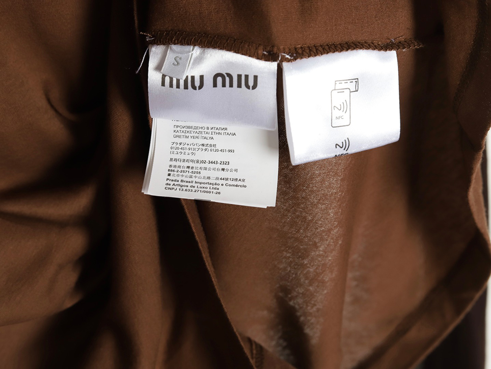 Miu Miu raglan sleeve contrast patchwork long sleeve T-shirt