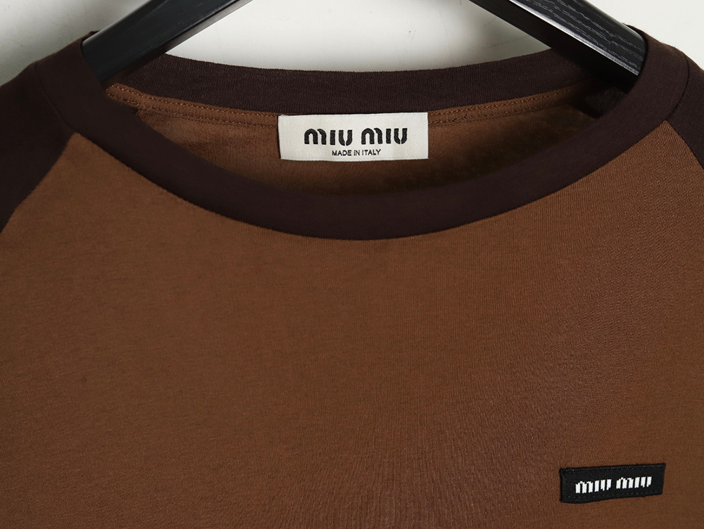 Miu Miu raglan sleeve contrast patchwork long sleeve T-shirt