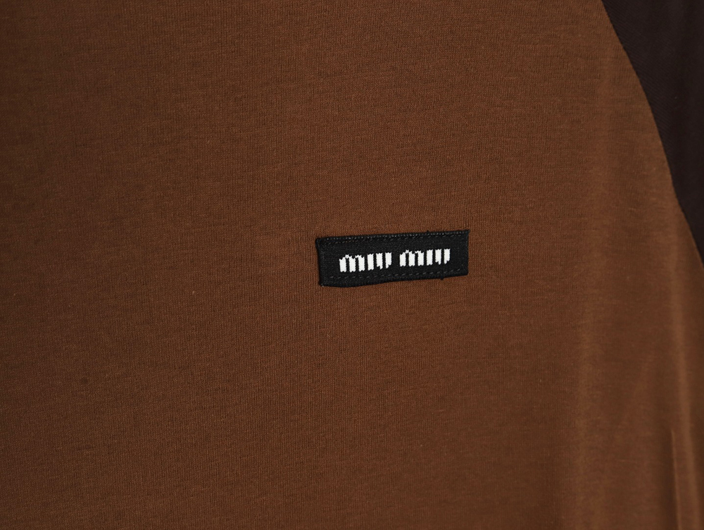 Miu Miu raglan sleeve contrast patchwork long sleeve T-shirt