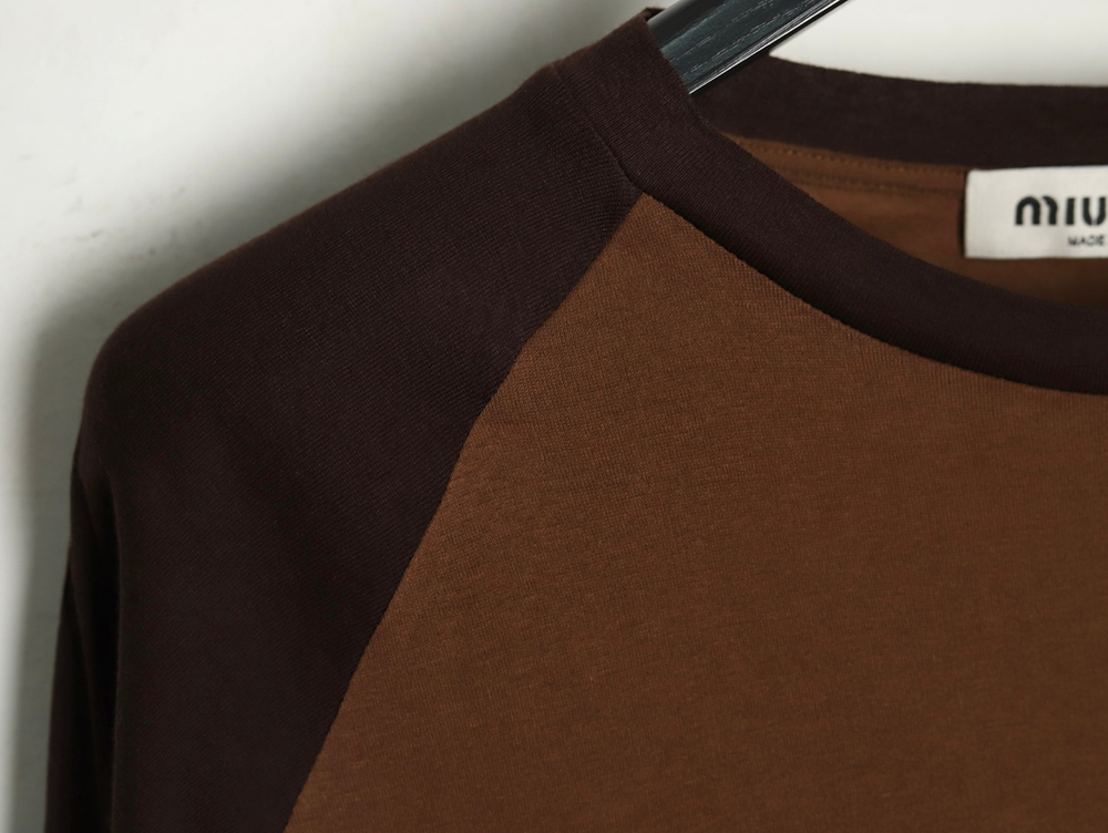 Miu Miu raglan sleeve contrast patchwork long sleeve T-shirt